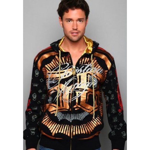 Ed Hardy Ride To Live Studded Patch Hoody Black