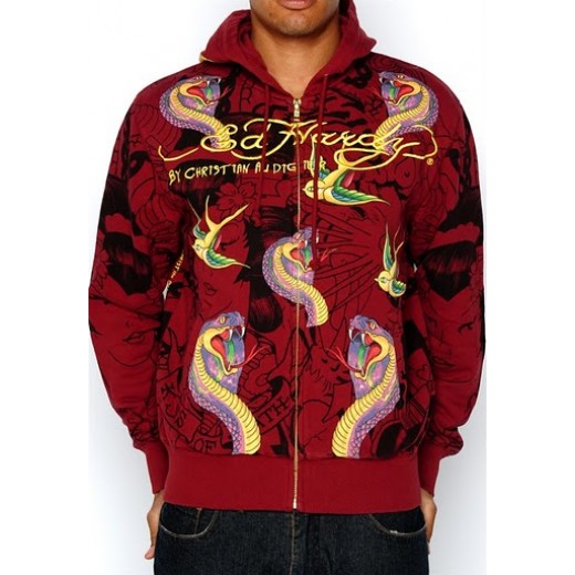 Mens Death or Glory Snake Swallow Hoody in Red