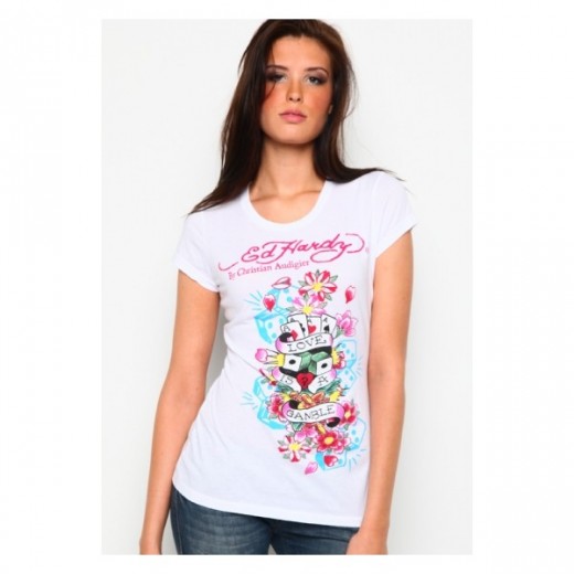 Love Is A Gamble Flowers Basic Tee,Ed Hardy outlet florida
