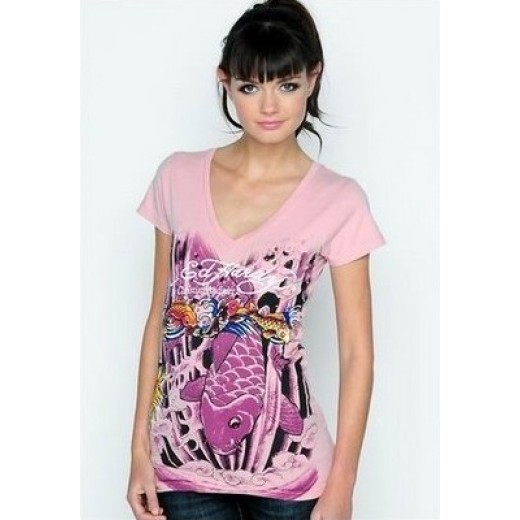 ED Hardy Fish Women Pink T-shirt,Ed Hardy fashionable design
