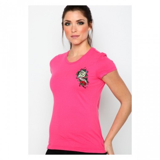 Rose Heart Core Basic Embroidered Tee,Ed Hardy retail prices