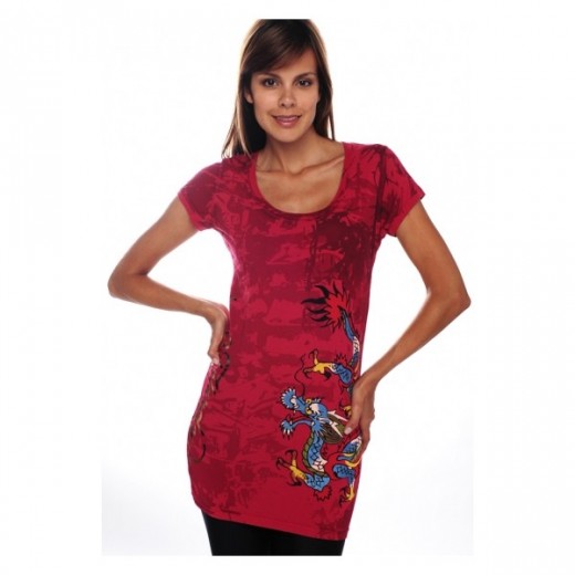 Blue Dragon Shimmer Scoop Neck Tunic Tee,Ed Hardy largest collection