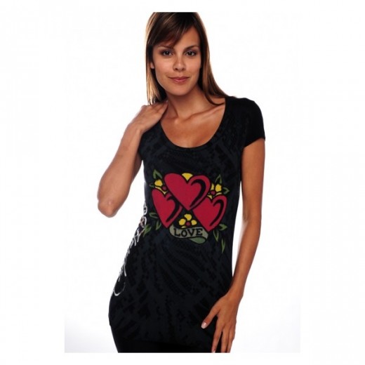 Three Hearts Specialty Scoop Neck Tunic,Ed Hardy factory outlet